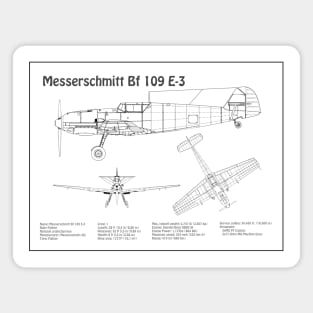 Messerschmitt Bf 109 E-3 - Airplane Blueprint - BD Magnet